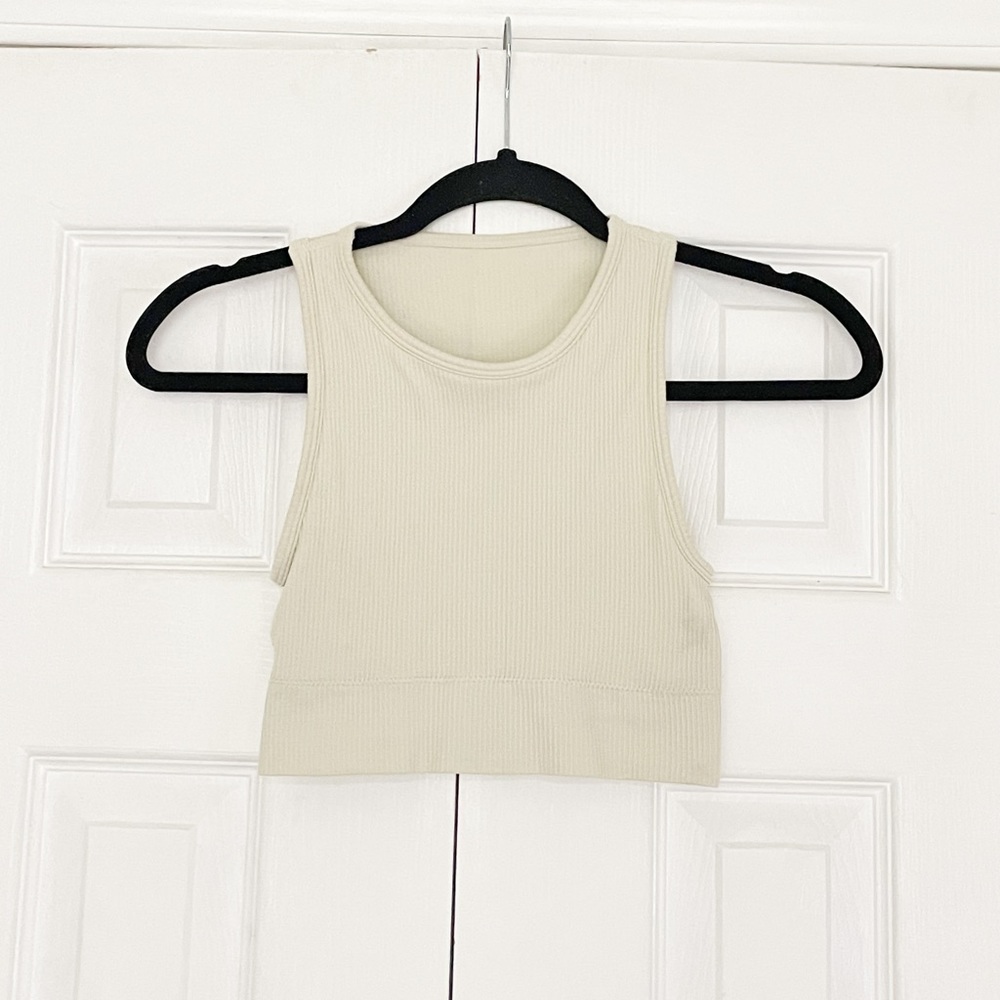 SKIMS Stretch Rib Crop Top in Bone